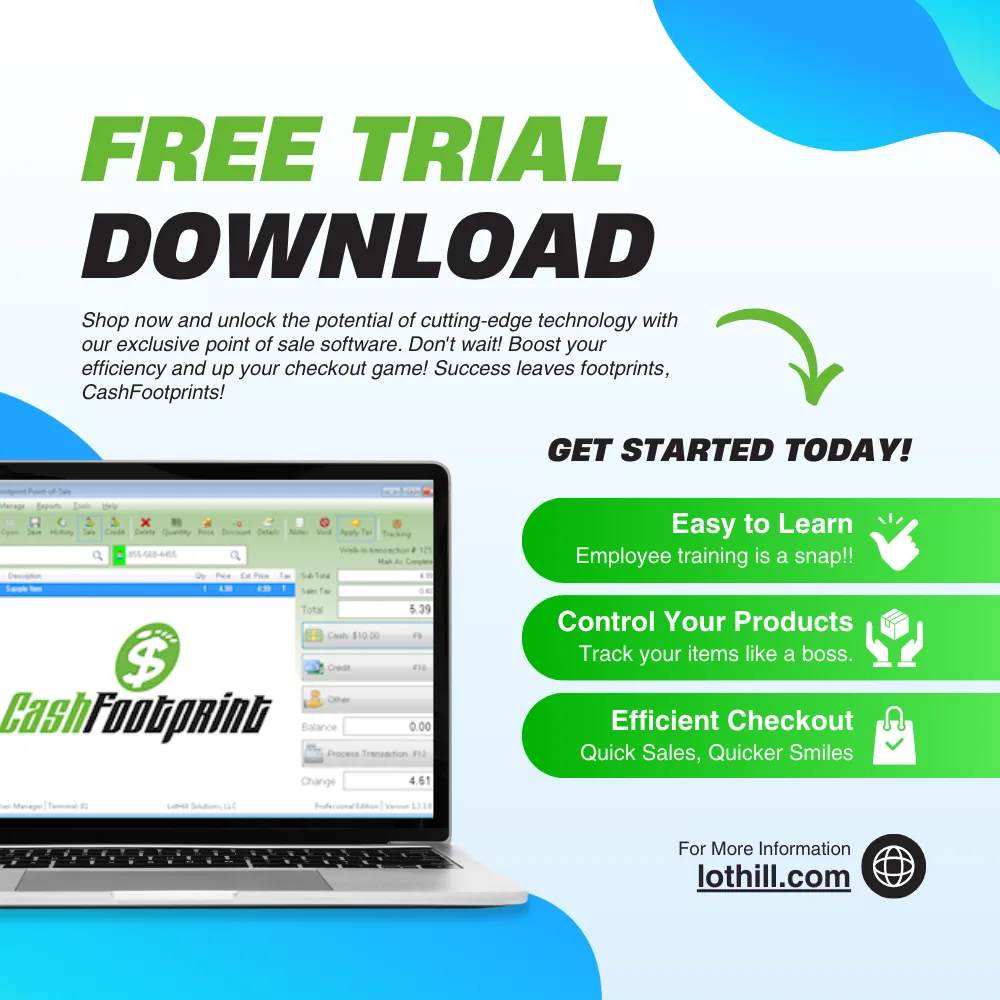 CashFootprint Professional - Desktop Point-of-Sale Software for your Windows Desktop, No Monthly Fee, Not Cloud Based