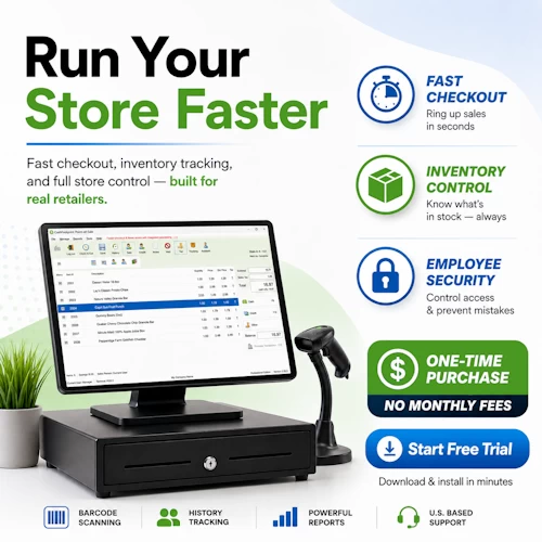 CashFootprint Standard Point-of-Sale Software for your Windows Desktop, No Monthly Fee, Not Cloud Based